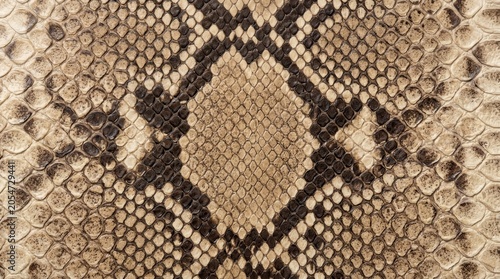 Close-up of a snakeskin pattern on genuine leather featuring an exotic reptile imitation.
