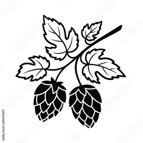 Hops branch with cones and leaves icon hops, brewing, beer, ingredient, plant