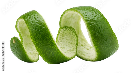 Fresh green lime peel spiral twist with citrus peel food styling food prep organic food vitamin c citrus fruit raw food ingredient cocktail refreshing culinary decoration refreshment