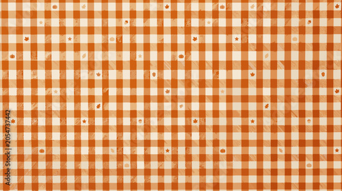 Vibrant Orange Plaid Pattern Texture Background.