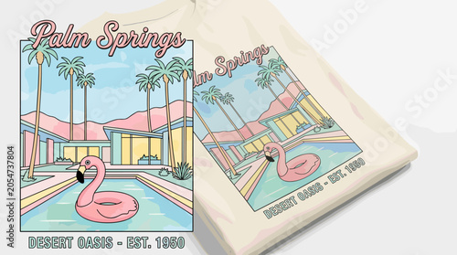 Vintage Palm Springs Postcard Design.