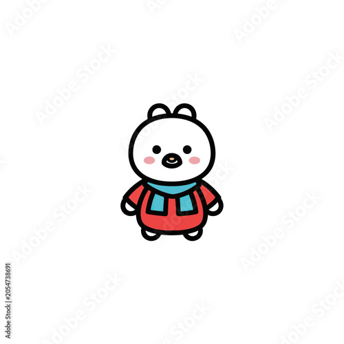 Cute cartoon bear in red sweater.