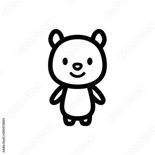 Cute cartoon bear smiling face.