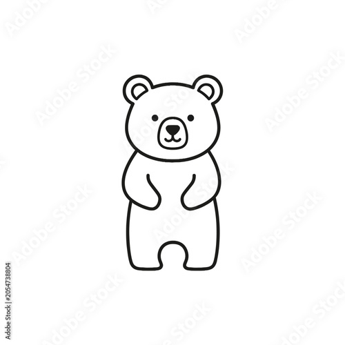 Cute Cartoon Bear Standing Upright Smiling.