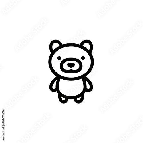 Cute cartoon bear standing alone.