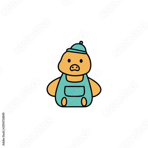 Cute Cartoon Bear Wearing Apron.