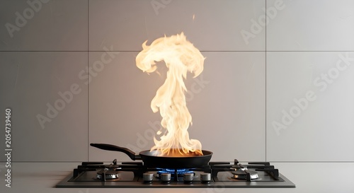 Flames Erupt from Frying Pan on Gas Stove