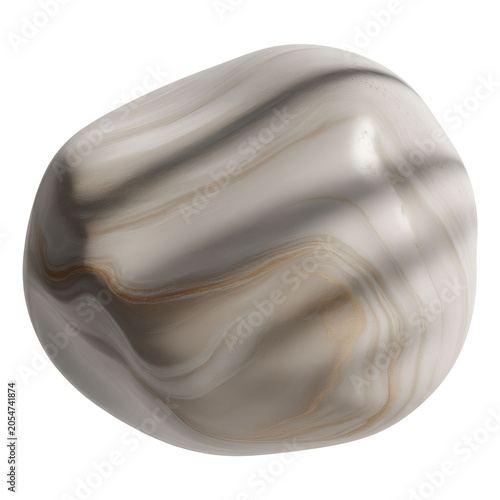 Abstract 3D Cream Shape Object Isolated on White Background with Modern Blue Accent