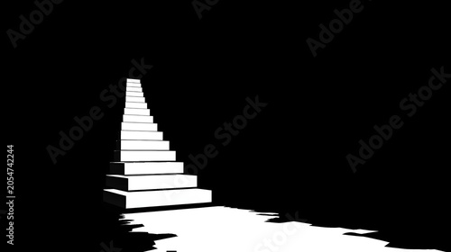 leading into blank white space with strong shadow contrast, surreal minimal design