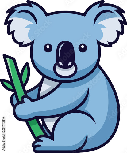 Cute cartoon blue koala bear animal.