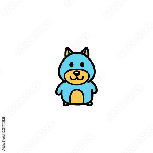 Cute Cartoon Blue Dog Character.