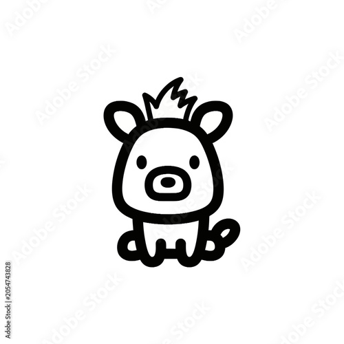 Cute cartoon boar with spiky hair.