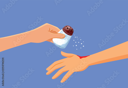 Принти на полотні Metaphorical Vector Illustration of a Hand Pouring salt on the Wound