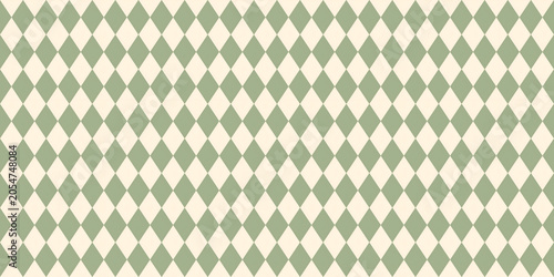 Картината върху платно Seamless harlequin pattern with sage green and cream diamond checks