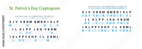 St. Patrick’s Day cryptogram worksheet with motivational quote