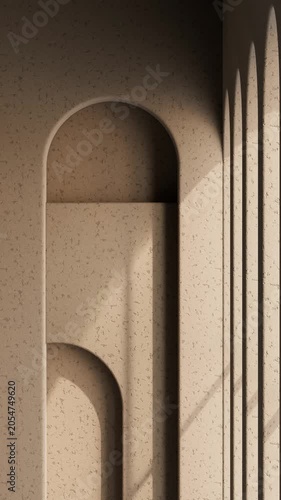Vertical Looping Background of Dark Stone and Stucco Wall with Moving Geometric Shadow
