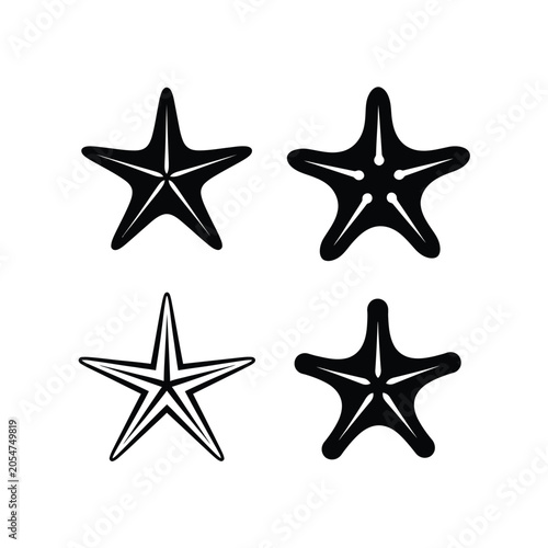 Starfish Icons Set sea star marine life