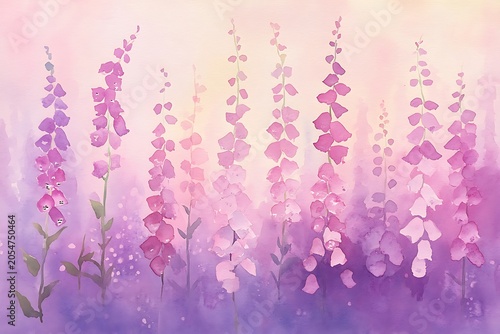Soft pastel foxglove field
