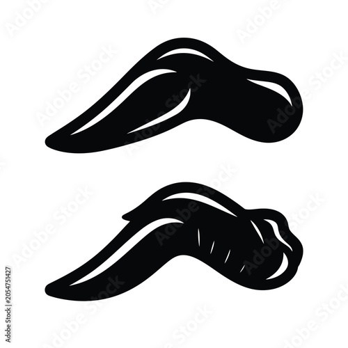 Two Black Silhouettes of Chicken Wings food meat