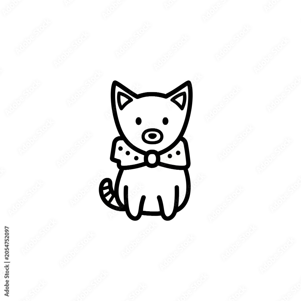 Fototapeta premium Cute Cartoon Cat Wearing Bowtie.