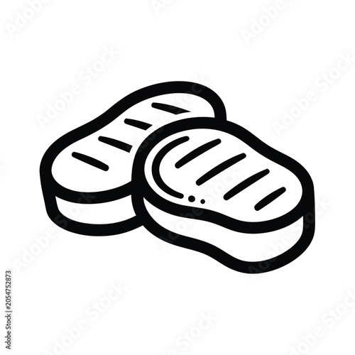 Two Grilled Steak Icons with Grill Marks meat barbecue