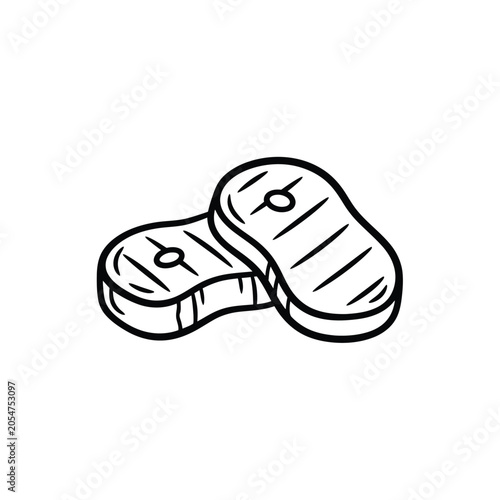 Two grilled steaks icon on white background