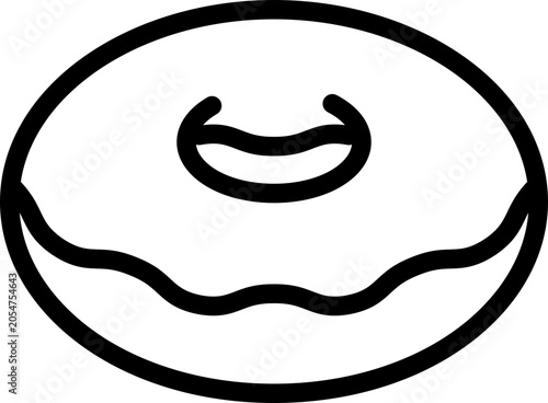 Donut Outline Icon style, donut with icing and sprinkles, great for American food content, bakery promotions, and celebration visuals.