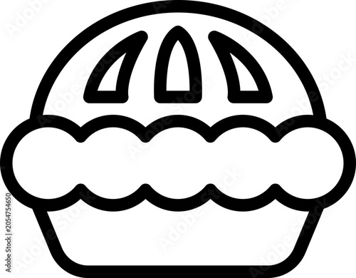 Pie Outline Icon style, classic American pie with festive topping, suitable for food-themed visuals, holiday menus, and USA Day events.