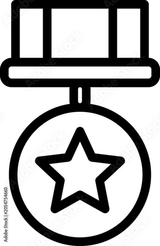 Medal Outline Icon style, gold medal with USA ribbon, suitable for patriotic award visuals, sports celebration, and achievement-themed designs.