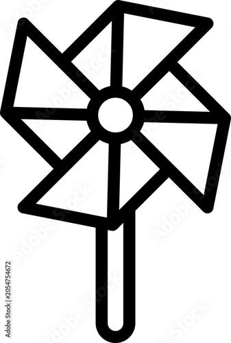 Pinwheel Outline Icon style, red and blue spinning pinwheel, great for kids celebration visuals, parade graphics, and Independence Day themes.