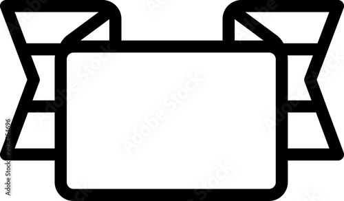 Ribbon Label Outline Icon style, decorative ribbon with red and blue design, perfect for banners, labels, or holiday marketing visuals.