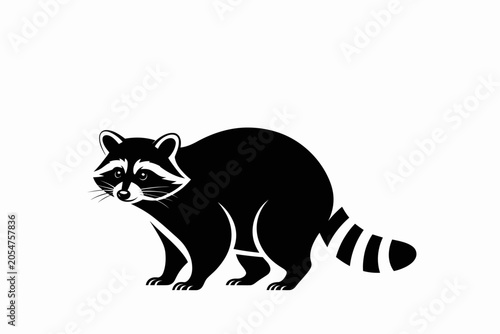 Minimalist Black Raccoon Silhouette Vector Illustration on White Background