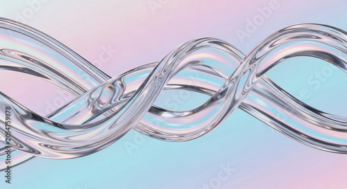 Abstract Liquid Glass Wave Flow on Pastel Gradient Background