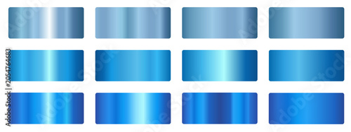 Glossy chrome metallic backgrounds collection with navy gradation effects. Blue foil textures, elegant borders and decorative steel elements. Modern luxury templates featuring bright shiny surfaces.