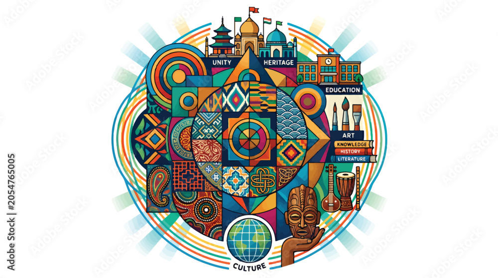 Naklejka premium Vibrant Cultural Heritage Illustration