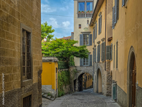 Architecture of the small town of Bergamo in Italy.