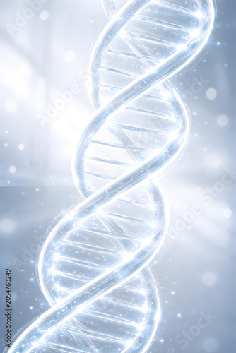 Dna helix genetic molecule science biology strand glowing DNA helix molecule science biology strand, bright blue medical research abstract