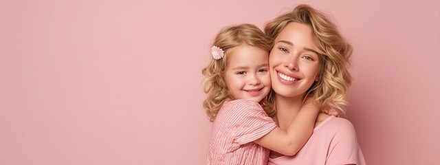 Happy Mother and Daughter Hugging on Mother's Day