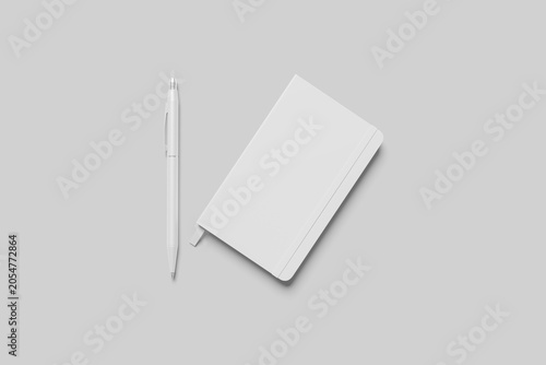 Foto Blank Notebook and Pen Mockup - 3D Illustration