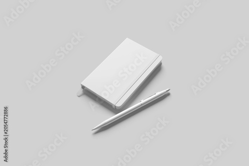 Blank Notebook and Pen Mockup - 3D Illustration