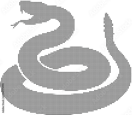 Photos Coiled snake silhouette in halftone dots on transparent background