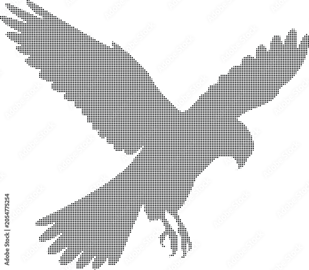 Obraz premium Eagle Silhouette In Dot Pattern On Transparent Background