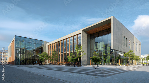 Public-use architecture with modern lines and open space.