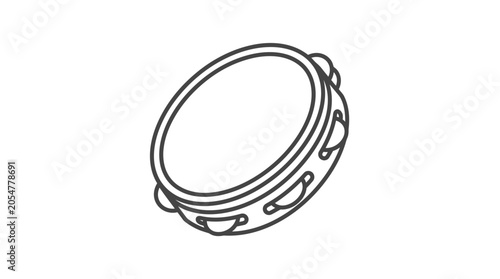 Angled view of a tambourine line art drawing.