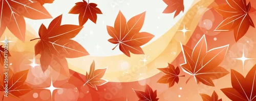 Panel kuchenny z motywem Abstract autumn background with falling maple leaves and warm orange gradient accents