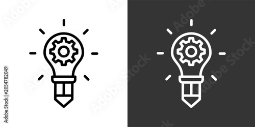 Tableau sur toile Inspired Creativity Black And White Multiple Style Icon Set Collection Pack Vect