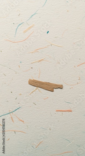 Handmade washi paper background with plant fiber texture and bark fragments for artisan stationery, wedding invitation design and eco friendly product branding