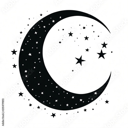 Crescent Moon Stencil Silhouette