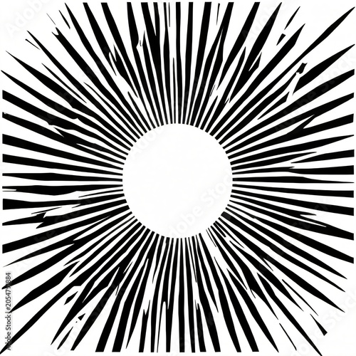 Geometric Sunburst Stencil Silhouette