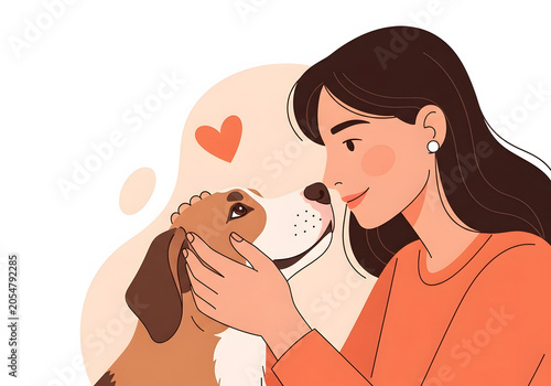 Affectionate Young Woman Gently Stroking Her Beloved Dog Creating a Heartwarming Moment of Pure Friendship and Love